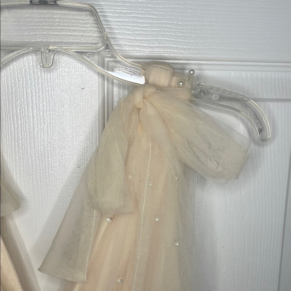 Cream Fit and Flare Mini Dress with Flutter Sleeves - Picture 9 of 9